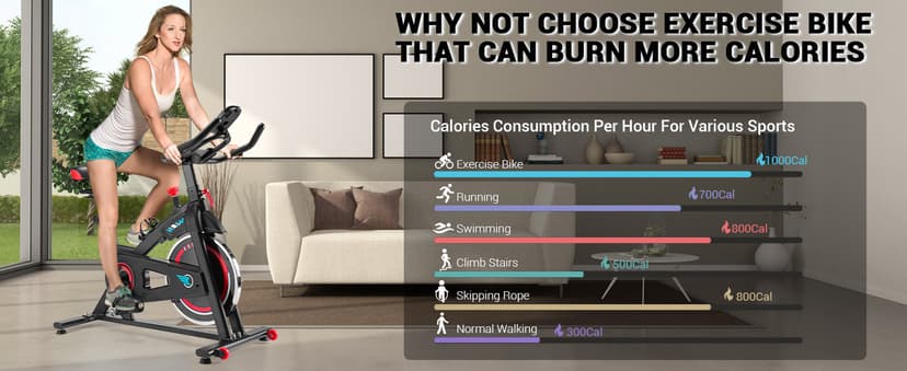 Exercise Bike, WENOKER Stationary Bike for Home, Indoor Bike with Silent Belt Drive, Heavy Flywheel, Comfortable Seat Cushion and Upgraded Digital Display