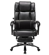 COLAMY Leather Executive Office Chair- High Back Home Computer Desk Chair with Padded Flip-up Arms, Adjustable Tilt Lock, Swivel Rolling Ergonomic Chair for Adult Working Study-Black, Set of 2
