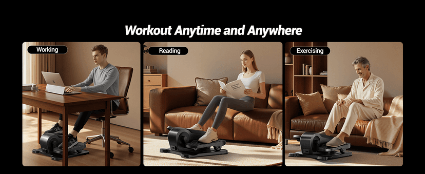 Under Desk Elliptical Machine, Electric Seated Pedal Exerciser, Mini Elliptical Leg Exerciser with Remoter, 12 Level Speeds, Forward & Reverse Direction, Manual & Auto Mode for Home Office