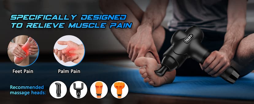 TOLOCO Massage Gun Deep Tissue, Percussion Massage Gun with 10 Replacement Heads, Super Quiet Portable Electric Massager for Athletes, Relax, Black