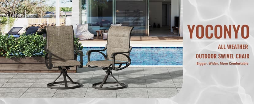 Patio Swivel Chairs Set of 4, All Weather Outdoor Rocking Chair with Textilene Breathable Back, Metal Frame, Patio Dining Chair for Backyard, Garde, Porch and Deck (4, Dark Brown)