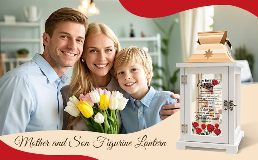 Mothers Day Birthday Gifts for Mom from Son, Mom Gifts from Son - Happy Birthday, Christmas, Valentine's Day Gifts Mom Son Figurine Lantern