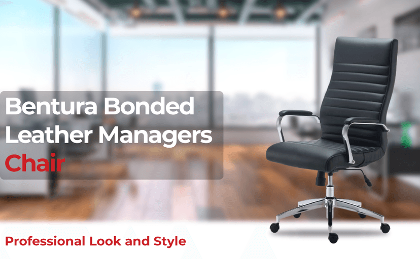 STAPLES Bentura Ergonomic Manager & Executive Office Chair, High Back Swivel, Adjustable Height, Bonded Leather, Black