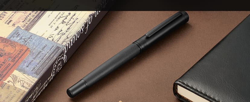 Matte Black Forest Rollerball Pen, Luxury Pen with Schmidt Black Ink Refill, Fancy Pen Gift Set for Men & Women, Business Signature, Executive, Office, Nice Fancy Designer Pens