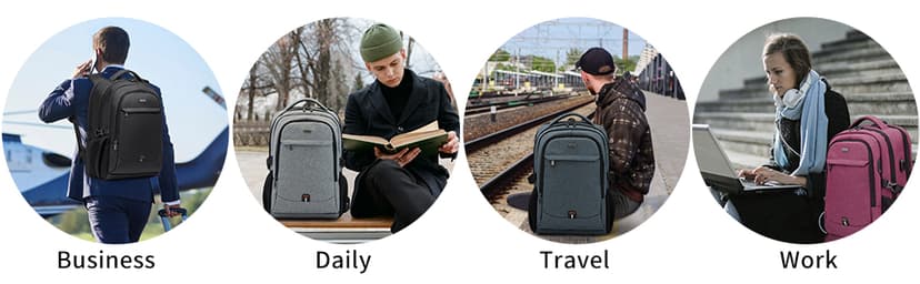 DUSLANG 17 Inch Laptop Backpack for Travel Water Resistant College Backpack for Men/Women Laptop Bag with USB Charging Port,Black