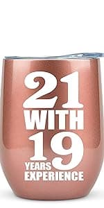 KLUBI 50th Birthday Gifts for Women Funny - 12 Ounce 21 with 29 years Experience Wine Glass 50th Birthday Gifts for Her, 50 Year Old Gift, 1975 Birthday Gifts For Women Turning 50