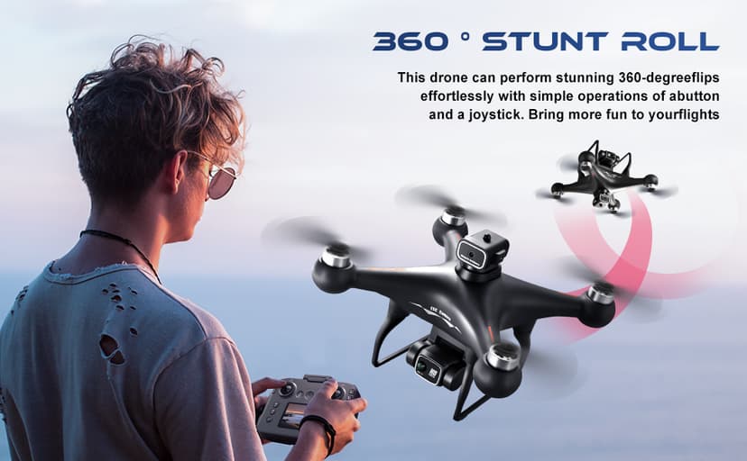 RC Hobby Drone with Screen Display Remote Control, 1080P Dual Camera, Speed Adjustment, Altitude Hold, One-Key Takeoff, 3D Flips, 2 Batteries, Hovering, Brushless Motor, APP Control, Plane Copter, LED Lights, Adult Beginners FPV Quadcopter Airplane Helicopter, Drone Kids For Age 8-12 (Black)