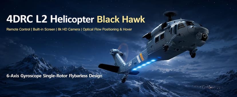 RC Helicopter with Camera, Drone, Remote Control Helicopter for Adults, 8K Aerial Photography, Altitude Hold, LED Lights, Ready to Fly for Gift