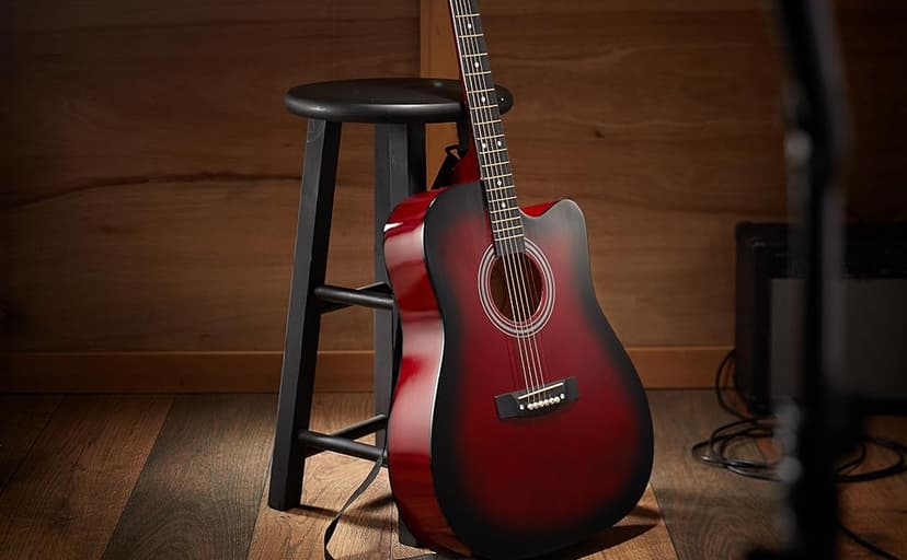 Ashthorpe 41-inch Beginner Cutaway Acoustic Guitar Package (Natural), Full Size Basic Starter Kit w/Gig Bag, Strings, Strap, Tuner, Picks