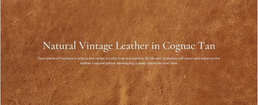 POLY & BARK Napa 88.5" Leather Sofa – Full-Grain Italian-Tanned Aniline Leather, Feather-Down Comfort, Solid Wood Frame, Walnut Legs, Cognac Tan