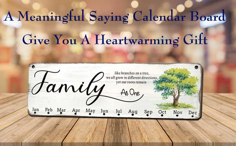 Birthday Gifts for Mom Grandma, Wooden Family Birthday Plaque Reminder Calendar Board Wall Hanging, Grandmother in Law Granny Present for Mothers Day Birthday Christmas Gift, FAMILY Sayings Pattern