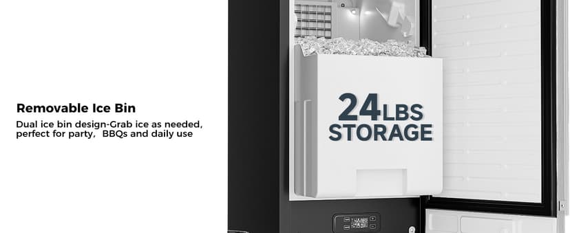EUHOMY Under Counter Ice Maker with Drain Pump, 100 lbs/Day Ice Machine, Auto-Cleaning & 24H Timer, Stainless Steel Commercial Ice Maker with 24 lbs Storage for Home/Bar/Cafe/Restaurant