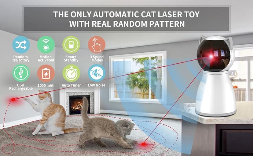 YVE LIFE Laser Cat Toys for Indoor Cats,The 4th Generation Real Random Trajectory Motion Activated Rechargeable Automatic Cat Laser Toy,Interactive Cat Toys for Bored Indoor Adult Cats/Kittens(White)