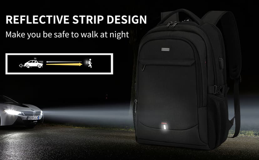 DUSLANG 17 Inch Laptop Backpack for Travel Water Resistant College Backpack for Men/Women Laptop Bag with USB Charging Port,Black