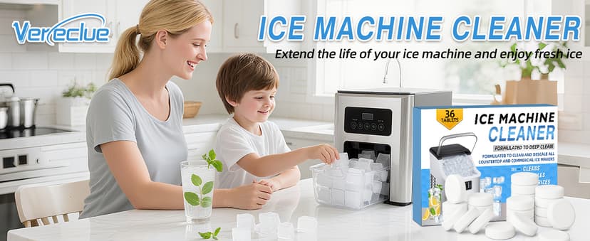 Ice Machine Cleaner Tablets Descaler (36 Pack) – Portable Ice Maker Cleaner, Nickel Safe Scale Remover Compatible with Countertop and Nugget Ice Maker, Remove limescale, Odor-Free, Crystal Clear Ice
