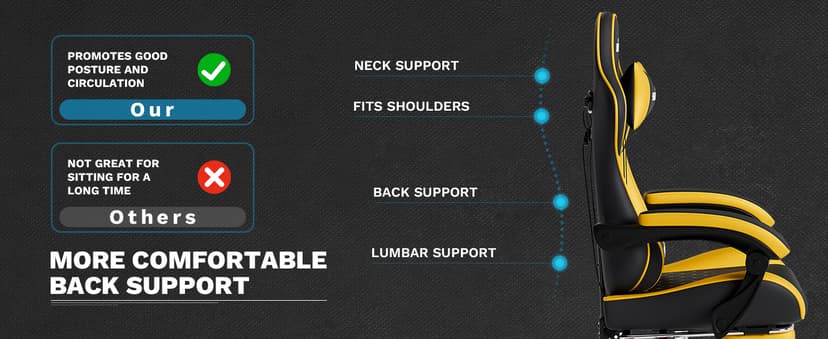Ergonomic Video Gamer Chairs Gaming Computer Chair Gamer Chairs for Adults Massage Lumbar Support Swivel Height Adjustable Headrest Backrest