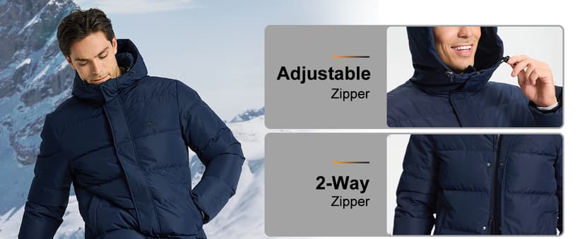Pioneer Camp Men's Long Winter Coat Parka Hooded Down Jacket Full Zip Up Windproof Jacket Warm Thicken Puffer Jacket