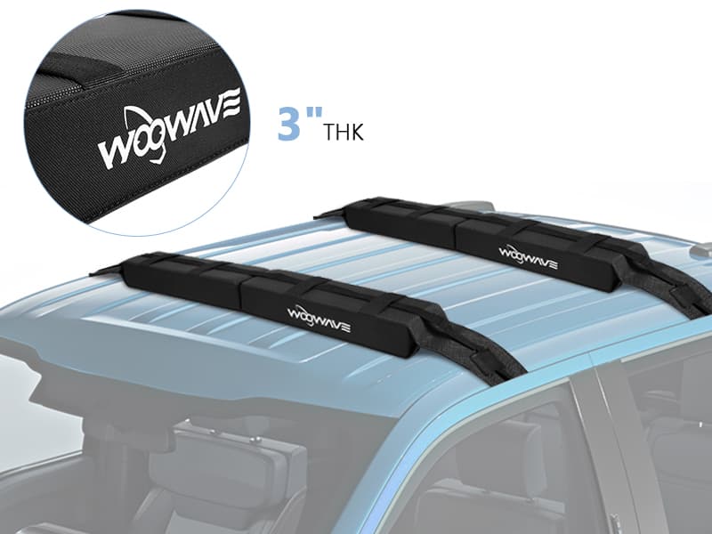 WOOWAVE Folding Kayak Soft Roof Rack Pads Universal Kayak Carrier Car Rack with 4 Tie Down Straps, 2 Tie Down Rope, 4 Carabiner, 2 Quick Loop Strap and Storage Bag for Canoe/Surfboard/Paddleboard/SUP