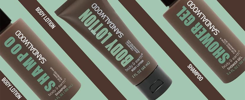 BODY & EARTH Men Gift Sets - 3PC Mens Gift Baskets Includes Sandalwood Shower Gel, Body Lotion, Shampoo, Mens Gift Basket as Birthday and Christmas Gifts for Men, Boyfriends and husbands