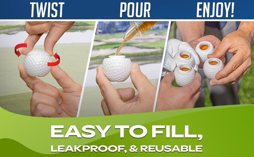 GoSports Mulligan Shots Golf Ball Shot Glasses with Lids - 12 Pack - Funny Golf Gifts for Men