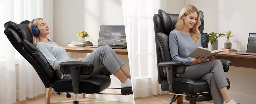 GTPLAYER Big and Tall Office Chair Wide Ergonomic Gaming Chair with Deluxe Embossing Designed Leather with Foot Rest,150°Reclining Adjustable Soft Armrests Pocket Spring Back Support and Pillow