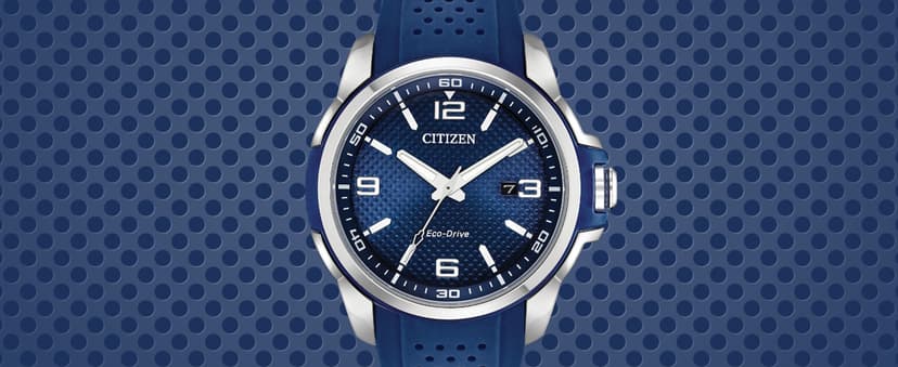 Citizen Men's Eco-Drive Weekender Watch in Stainless Steel with Blue Polyurethane strap, Blue Dial (Model: AW1158-05L)