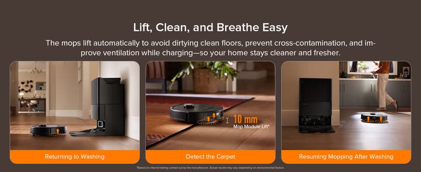 roborock Qrevo Series Robot Vacuum and Mop, 8000Pa Suction, Upgraded from Qrevo S, Anti-Tangle Brushes, Smart Obstacle Avoidance, Auto Mop Washing, All-in-One Dock, 200RPM Spinning Mops, Black(QV 35A)