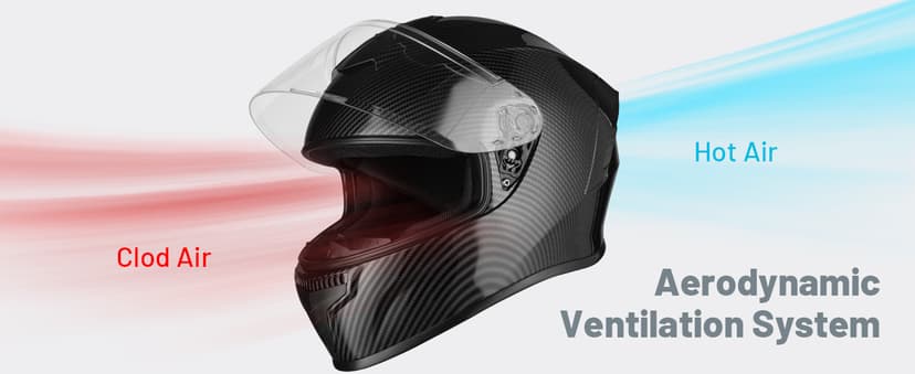 Favoto Full Face Motorcycle Helmet DOT Approved, Cascos para Motos Snowmobile Dirt Bike Helmet for Adults Men Women, Anti-Fog Film Included, Carbon Fiber, L