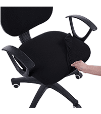 Smiry Stretch Jacquard Office Computer Chair Seat Covers, Removable Washable Anti-dust Desk Chair Seat Cushion Protectors - Black