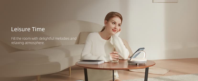 EZVALO Gift for Her, Music Table Lamp with Wireless Charger, 4 in 1 Touch Bedside Lamp, Portable Bluetooth Speaker, Phone Holder, Dimmable LED Night Lights Birthday Gifts for Women, Men, Dad, Mom