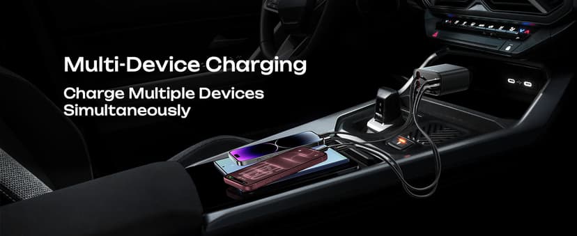 LISEN Retractable Car Charger, 84W Car Charger USB C Fast Charger Adapter, Car Accessories for Men Women, Gifts for Fathers Day for Men Dad Husband, for iPhone 17 16 15 14 13 12 Pro Max, Carbon-Black B0GY4XMHBW
