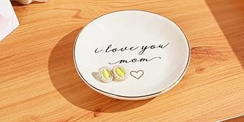 PUDDING CABIN Gifts for Mom from Daughter, Mothers Day Gifts for Mom Ring Dish "I love you mom" Mom Birthday Gifts, Mom Gifts for Valentines Christmas Wedding Gifts