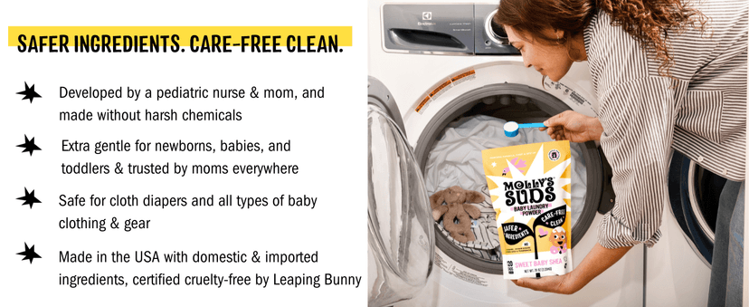 Molly's Suds Baby Laundry Detergent Powder | Removes Formula, Poop & Spit-Up Stains | Extra Gentle for Newborns (Fragrance Free)
