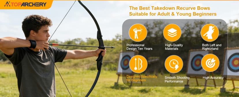 TOPARCHERY Archery 57" Takedown Youth Recurve Bow Hunting Black Long Bow for Beginner Teenagers Right Left Hand Black - Draw Weight 20lbs 30lbs 40lbs