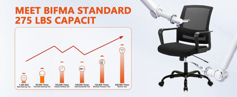 CLATINA Ergonomic Rolling Mesh Desk Chair with Executive Lumbar Support and Adjustable Swivel Design for Home Office Computer Black 8 Pack