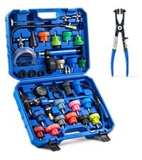Orion Motor Tech Coolant Pressure Tester Kit, 31pc Master Coolant Vacuum Refill Kit with 23 Radiator Adapters, Radiator Cooling System Pressure Tester Kit with Vacuum Pump Vacuum Purge & Refill Tool