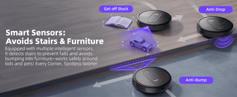 MONSGA Robot Vacuum Cleaner, 4000Pa Powerful Suction Robotic Vacuum, 3.2" Super-Slim, 140Min Runtime, Vacuum Robot for Hard Floor/Low Pile Carpet/Pet Hair, Remote/App/Voice Control, Schedule Clean