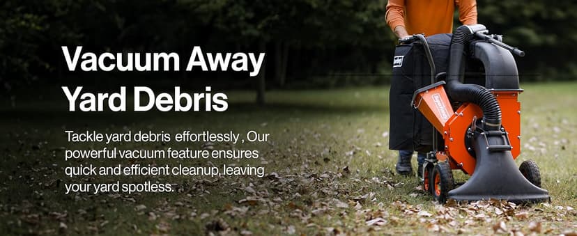 SuperHandy Leaf Vacuum & Wood Chipper – 7HP 209cc Gas Engine, 10:1 Mulch Ratio, 6-Bushel Collection Bag, 13.4" Impeller, Walk-Behind Vacuum Mulcher with Castor Wheels for Lawn & Yard Cleanup