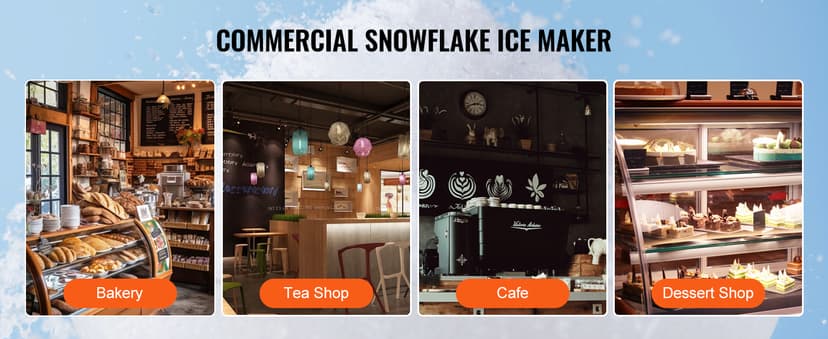 VEVOR Commercial Snowflake Ice Machine, 176.4LBS/24H Snowflake Ice Maker, Stainless Steel Ice Shaver Machine, Electric Snow Cone Maker, Air Cooling System for Rapid Heat Dissipation, for Bakery, Café