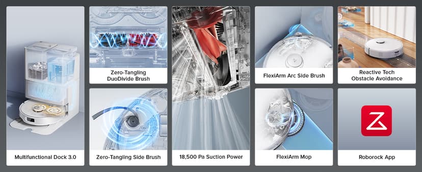 Roborock Qrevo Edge S5A Robot Vacuum and Mop, 18,500Pa, Zero-Tangling, DuoDivide Main Brush, FlexiArm Side Brush, Hot Water Mop Washing & Self-Cleaning, Warm Air Drying, Self-Emptying, White