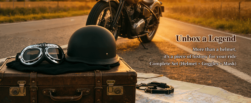 German Style Motorcycle Helmet DOT Approved with Goggles & Mask - Retro Half Helmet with Quick Release Buckle for Motorcycle Motorbike Cruiser, Scooter, Chopper (Adult Men & Women)