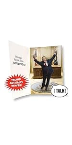 OUR FRIENDLY FOREST Talking Trump Birthday Card with Authentic Voice - Presidential Theme Birthday Greeting for Men & Women (Red)