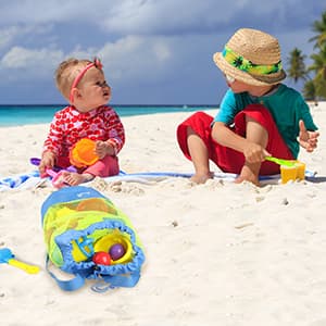 EocuSun Large Mesh Beach Bag Tote Durable Sand Away Drawstring Beach Backpack Swim and Pool Toys Balls Storage Bags Packs, Stay Away from Sand and Water, Toy Not Included