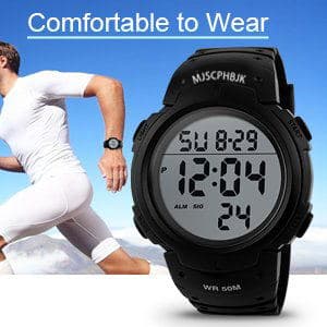 MJSCPHBJK Mens Digital Sports Watch, Waterproof LED Screen Large Face Military Watches for Men