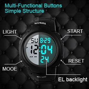 MJSCPHBJK Mens Digital Sports Watch, Waterproof LED Screen Large Face Military Watches for Men