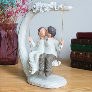 jinhuoba Romantic Wedding Couple Figurines, Hand Painted Loving Together Sculpture, Best Valentine Marriage Anniversary Weddings Engagement Gifts for Couple Wife Women Her