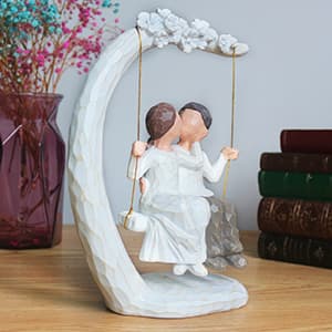 jinhuoba Romantic Wedding Couple Figurines, Hand Painted Loving Together Sculpture, Best Valentine Marriage Anniversary Weddings Engagement Gifts for Couple Wife Women Her