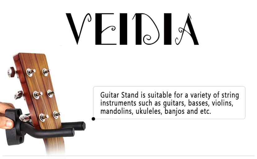 VEIDIA 6 Pcs Guitar Hangers Keep Hook Holder Wall Mount for All Size Guitars, Bass, Mandolin, Banjo