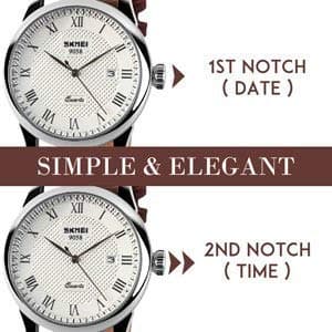 cofuo Mens Leather Band Quartz Watch, Men's Analog Business Working Roman Numeral Casual Waterproof Watches with Calendar Date Daily Dress Fashion Wristwatch - Brown