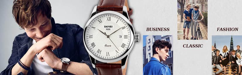 cofuo Mens Leather Band Quartz Watch, Men's Analog Business Working Roman Numeral Casual Waterproof Watches with Calendar Date Daily Dress Fashion Wristwatch - Brown